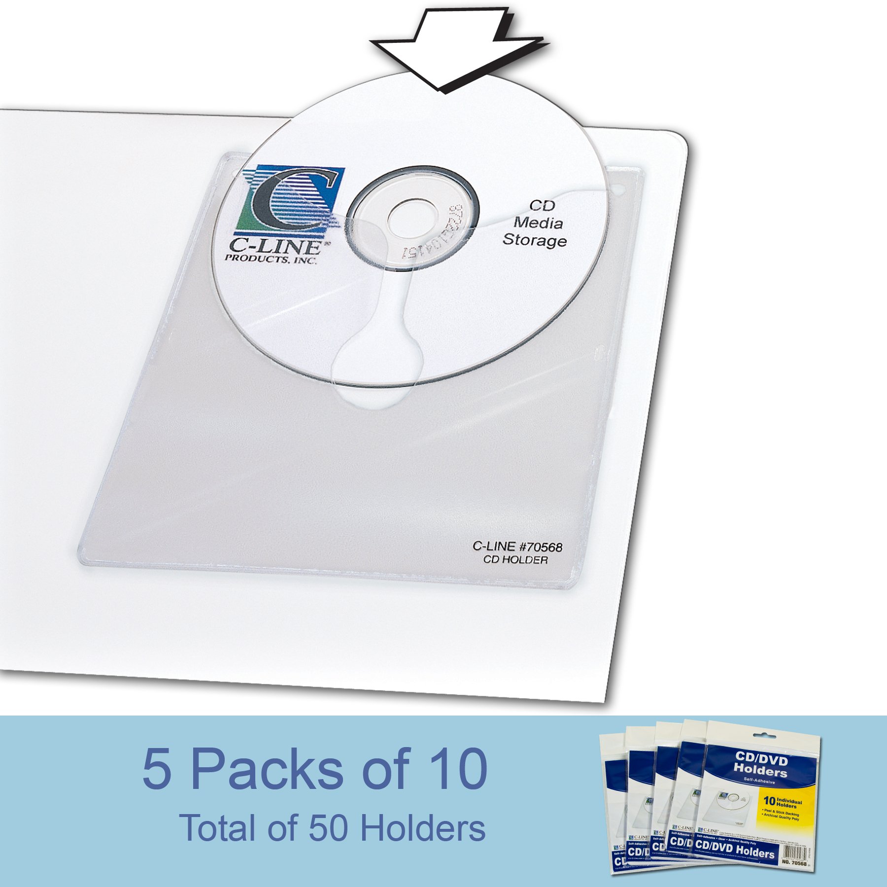 CD-Halter C-Line Abziehen und aufkleben 50 Per Pack farblos