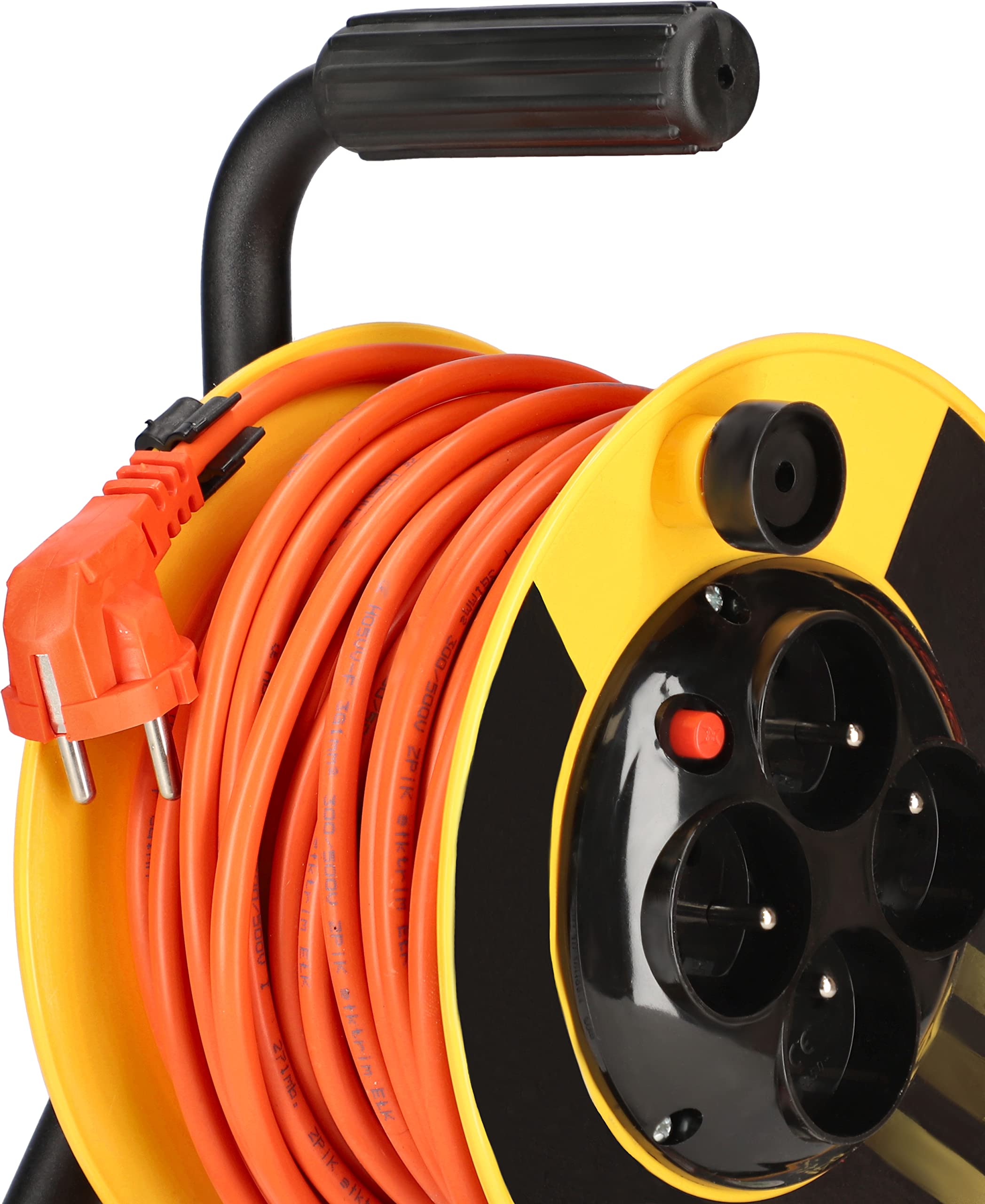 KOTARBAU® Avvolgicavo di prolunga 25 m, 3 x 1 mm2, tamburo con protezione dal calore, 4 livelli di messa a terra, utile per ogni casa, proprietà, officina, cantiere o appartamento
