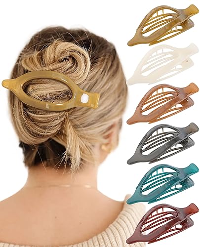 Miniatura 75 de Pinzas para el cabello French Concord, 6 pinzas para el cabello planas deslizantes laterales para volumen, agarre fuerte, agarre antideslizante