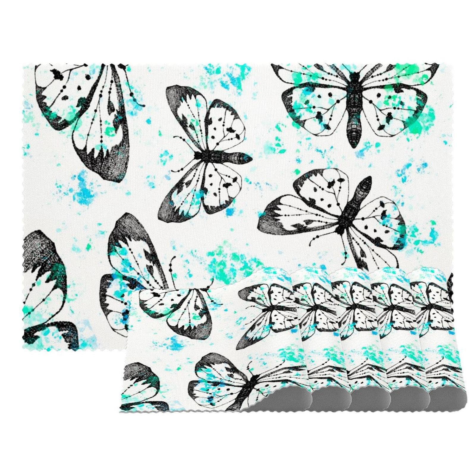 Set de table anti-tache et chaleur Oxford papillon aquarelle