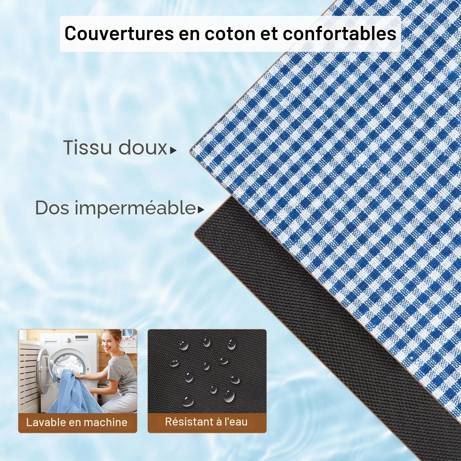 Set de Panier Pique-Nique en Osier pour 2 Personnes avec Table détachable,Sac fourre-Tout à Couverts,Couverture Imperméable, Doublure intérieure Amovible,pour Camping, Plage, Famille/Couple Cadeaux