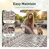 Vista 8 de MontVoo Alfombra de exterior impermeable de 5 x 8 pies, para patio al aire libre, pajita de plástico reversible, alfombra de exterior para caravana