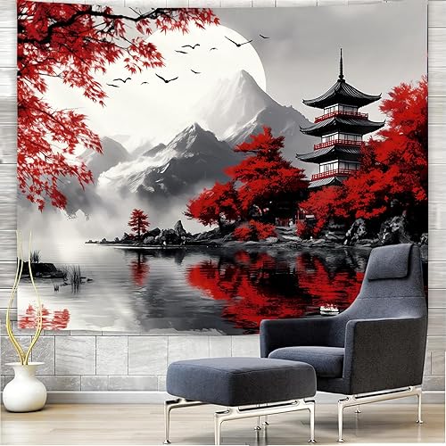 Miniatura 106 de Yookeb Tapiz negro de flores de Matisse de 59 pulgadas de ancho por 51 pulgadas de alto, para colgar en la pared, hojas abstractas, vintage, arte