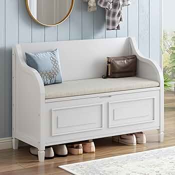 家具 cabinet bench Retro Shoe Storage Bench with Drawers and Cushion for