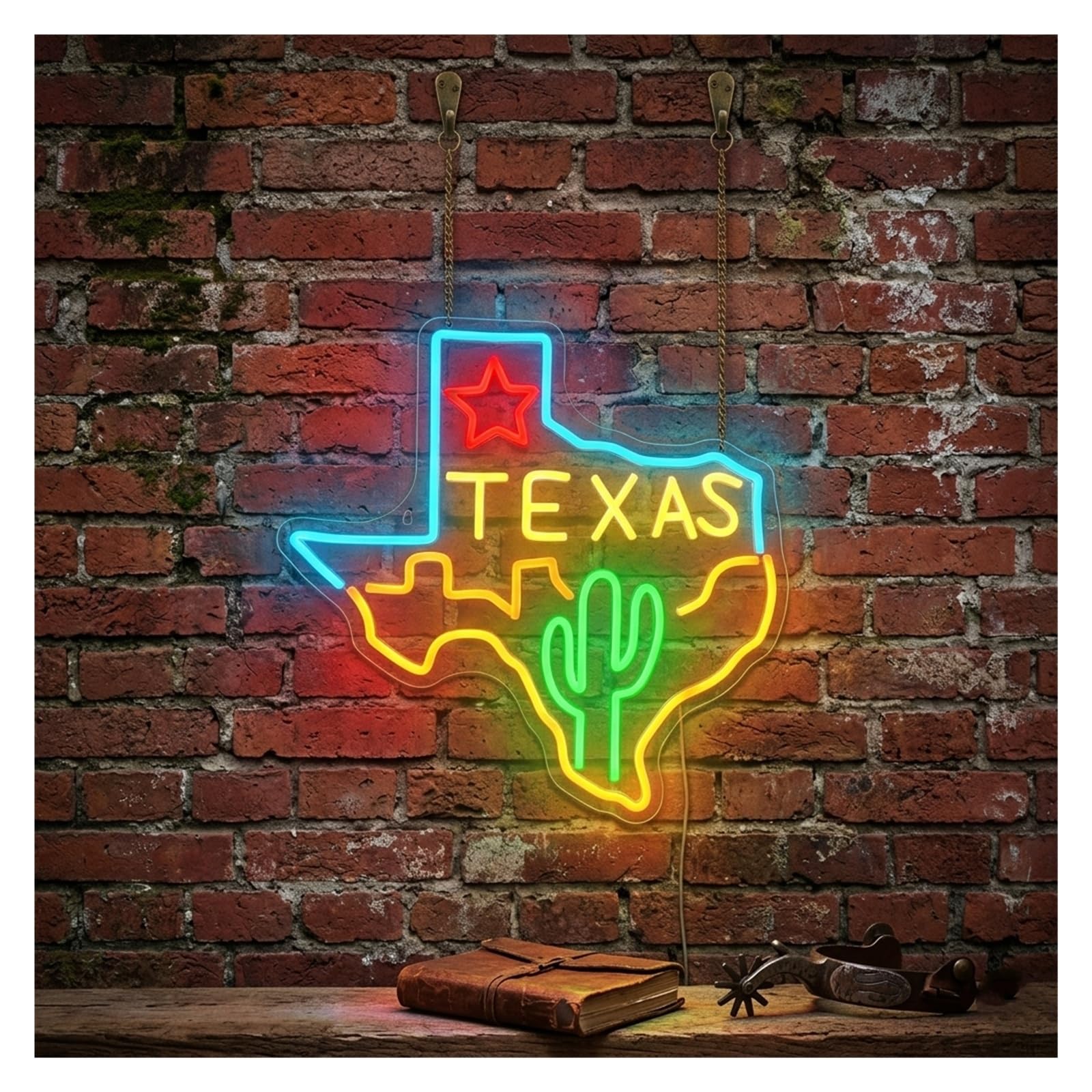 Hängende Kunst Leuchtreklamen Texas Neonschild LED-Licht Dimmbar USB-betrieben Für Bar Club Schlafzimmer Männerhöhle Restaurant Party Geburtstagsdeko 14.09inx13.786in