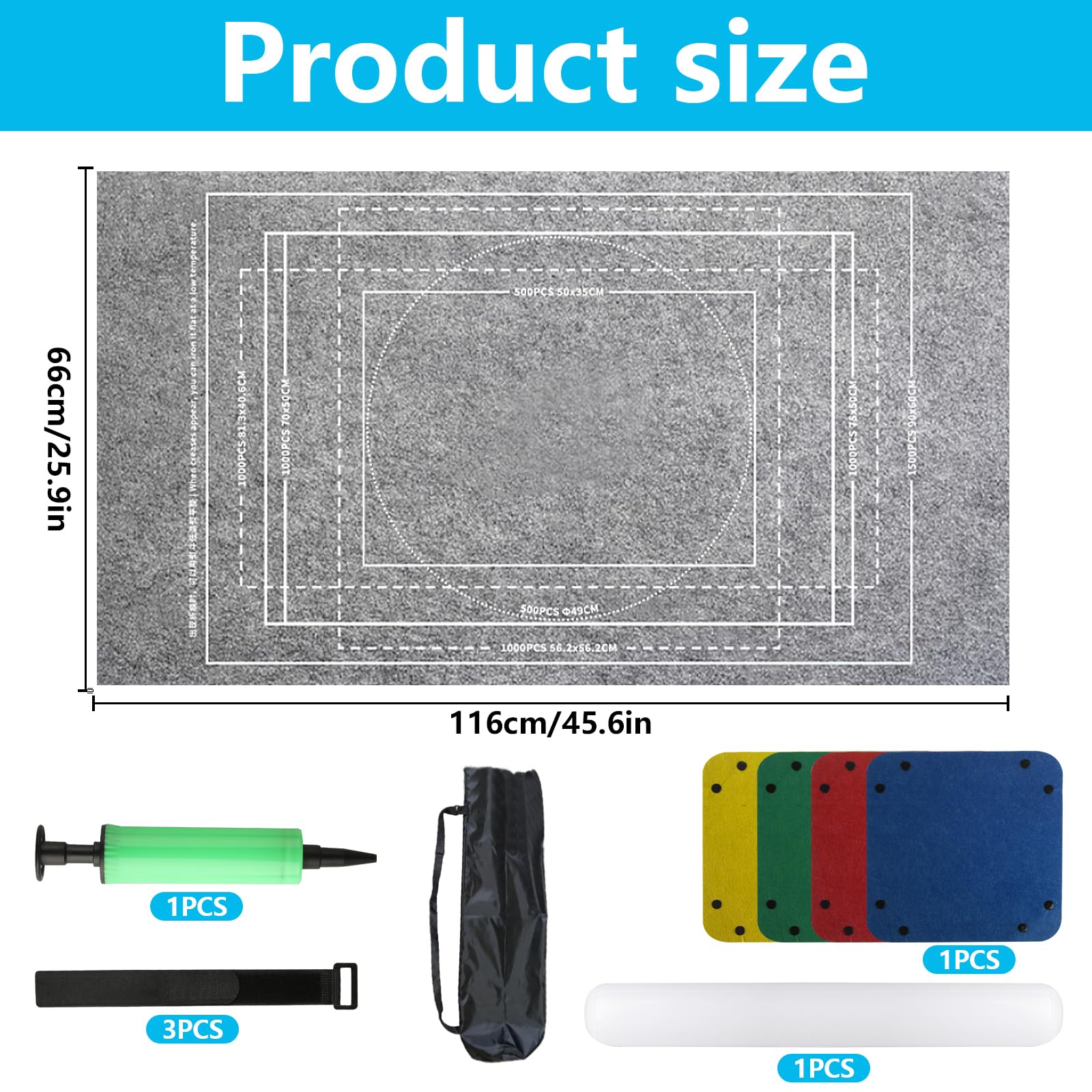 Puzzlematte bis zu 1500 Teile, Puzzle Matte mit Aufrollfunktion, Tragbare Puzzle Teppich Matte, Puzzleunterlage, Puzzleteppich Puzzlematten, Puzzlerolle, für Jigsaws Zubehör(116 x 66cm)