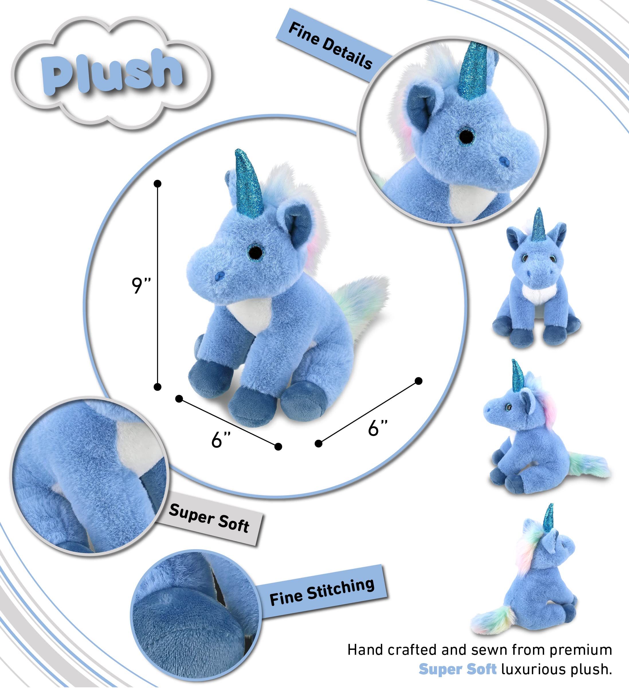 Unicorn Felted Animal, Blue Unicorn, Plush Unicorn Toys, Felt