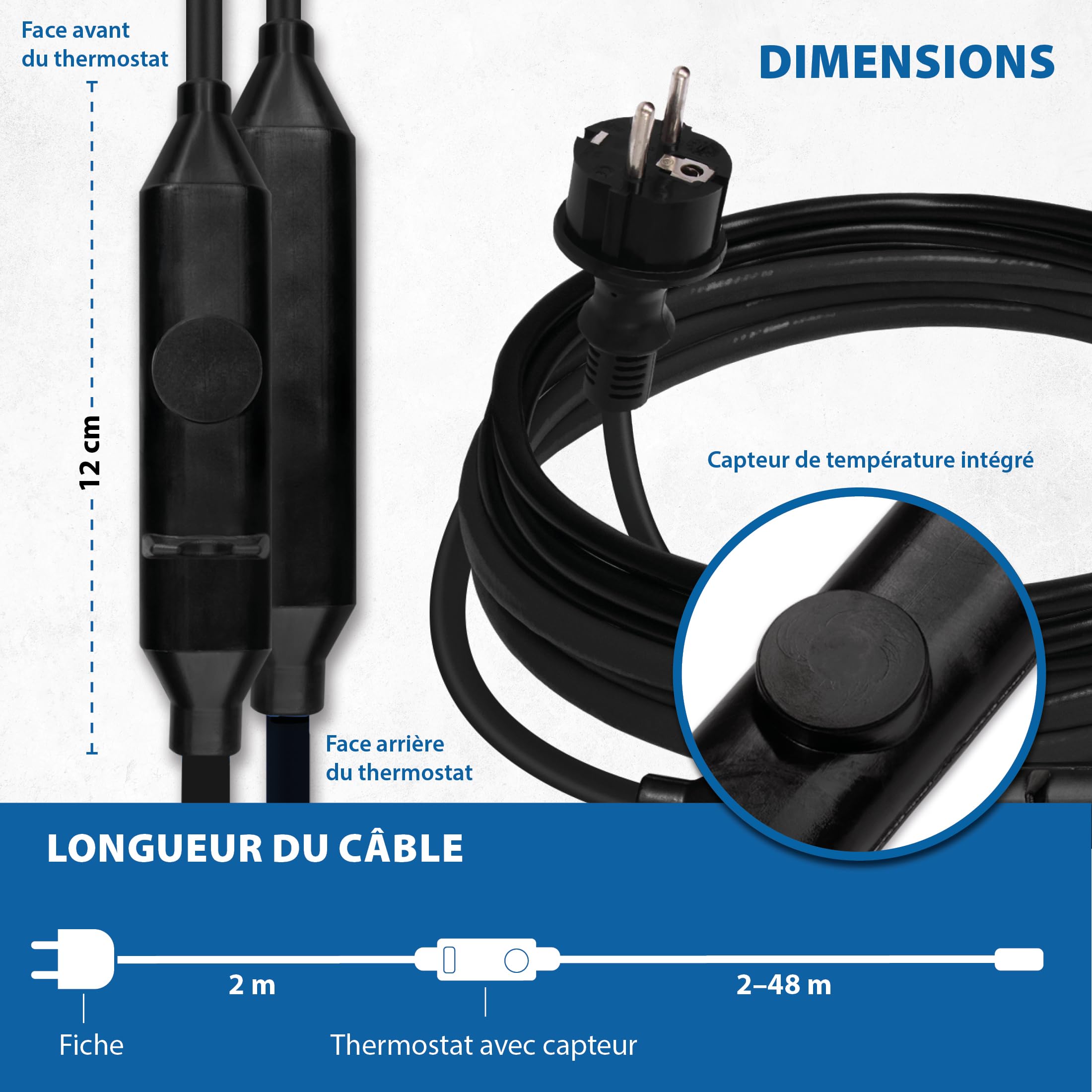 Kit complet de chauffage 6 m avec fiche de protection individuelle et bande d'étanchéité