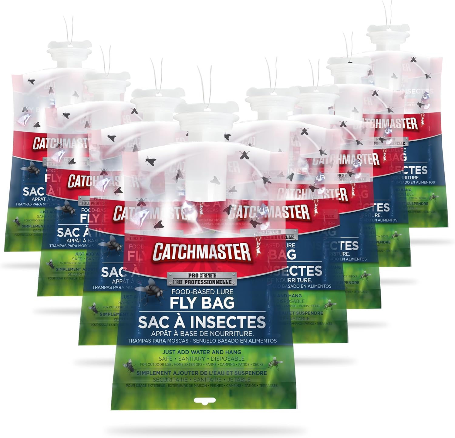 Catchmaster Pro Series Fly Bag 8Pack, Hanging Fly Trap