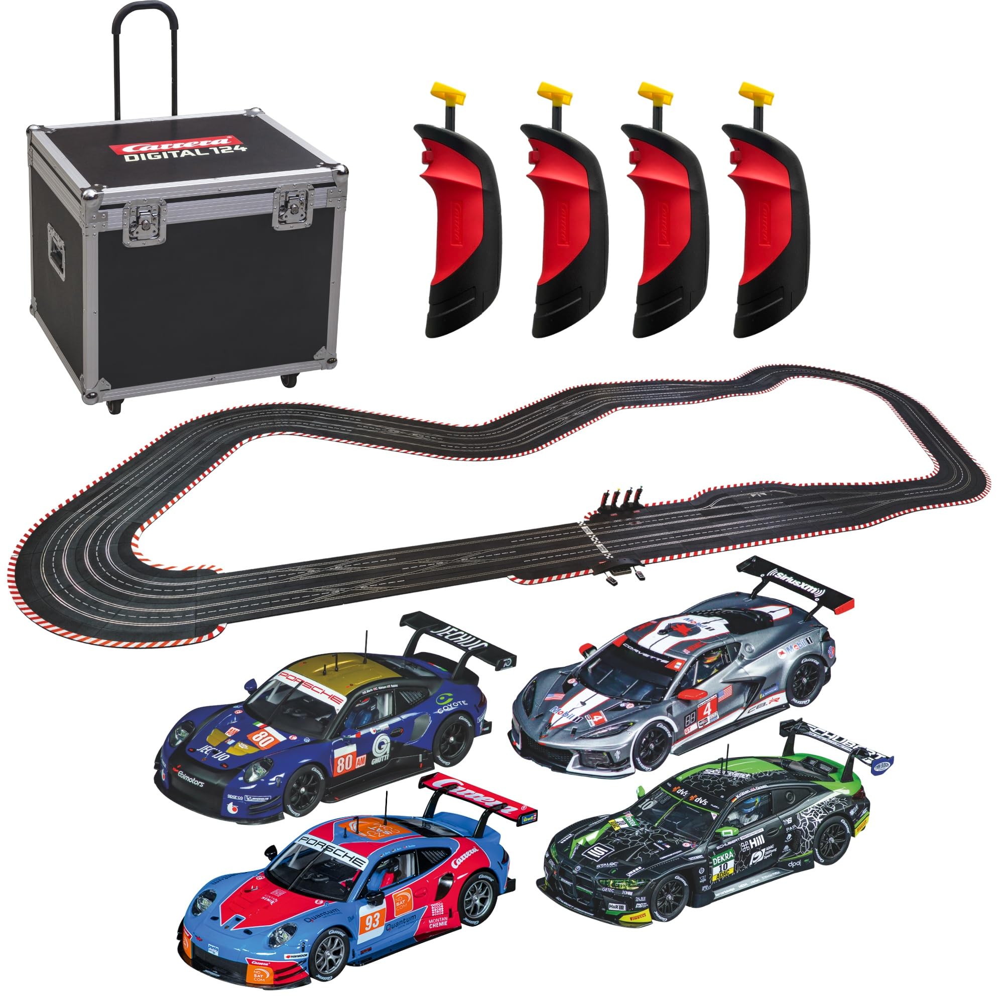 Carrera Ultimate XXL Edition One – Digitale Rennbahn 1:24 mit 4 Fahrzeugen (Porsche 911 RSR, BMW M4 GT3, Corvette C8.R) – Spurwechsel, Drift-Kurven, Ghost- & Safetycar-Funktion, AppConnect kompatibel
