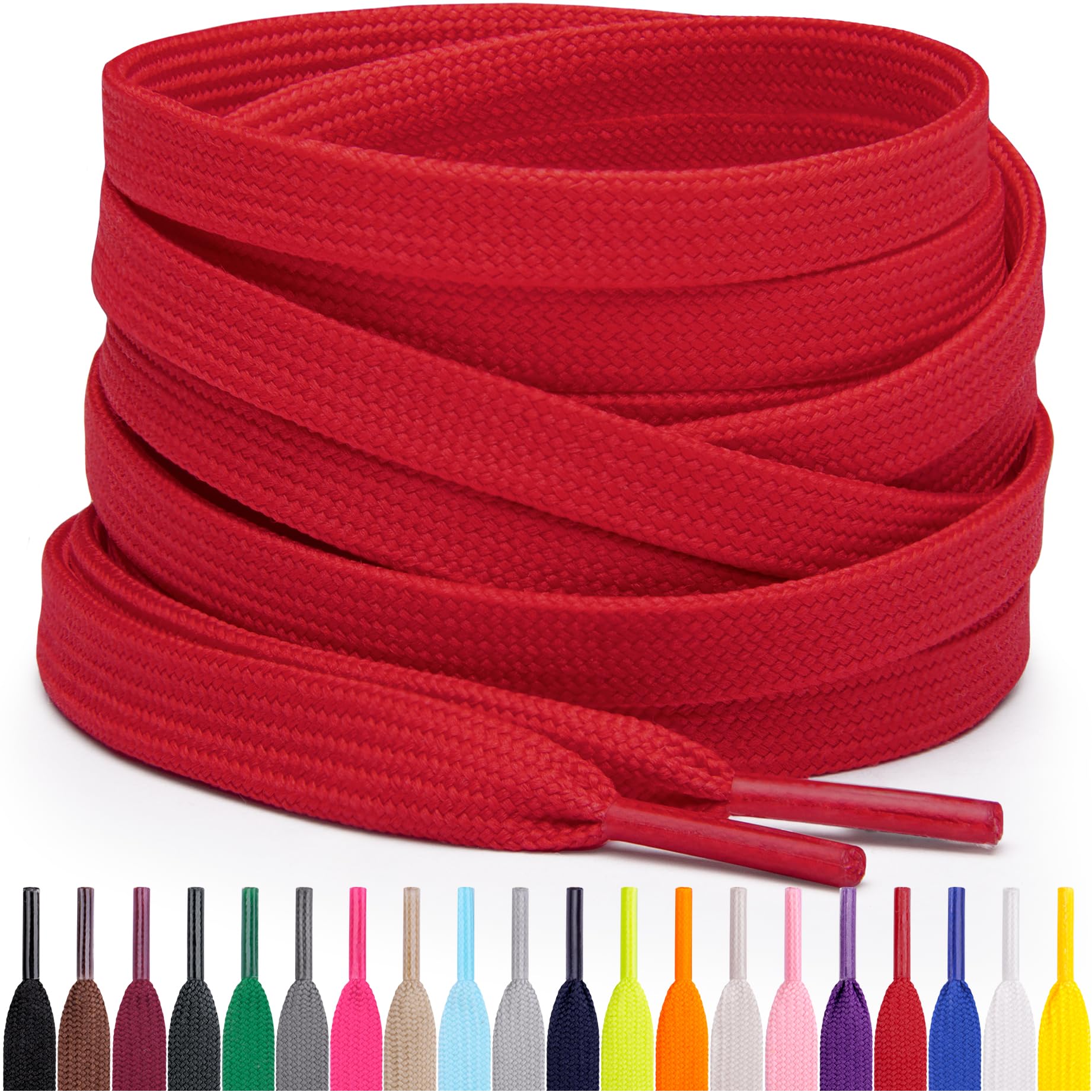 Miscly Flat Shoe Laces for Sneakers, Multiple Lengths and Colors Available