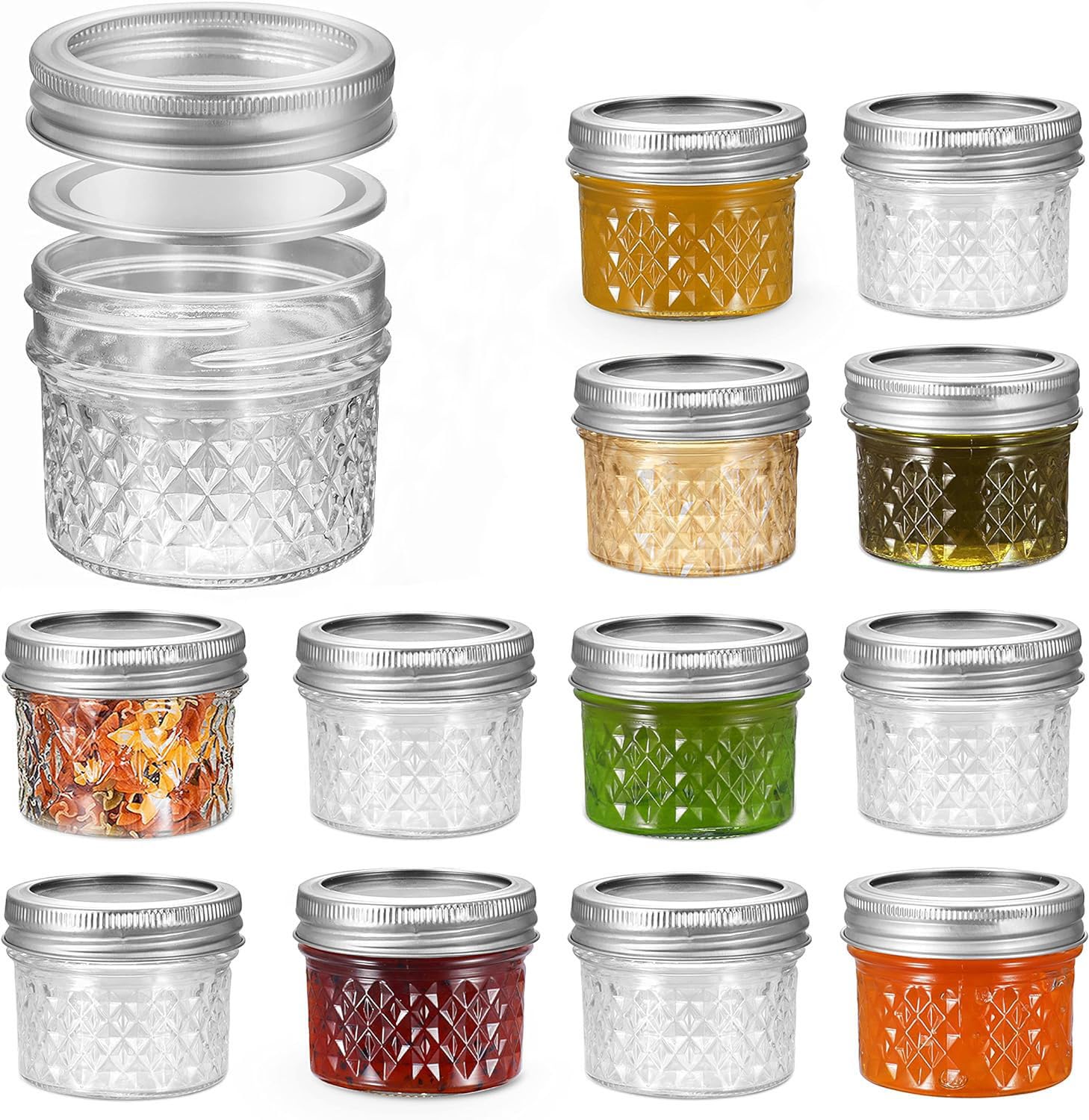 Amazon.com: FRUITEAM 4 oz 12 PACK Mini Mason Jars with Lids