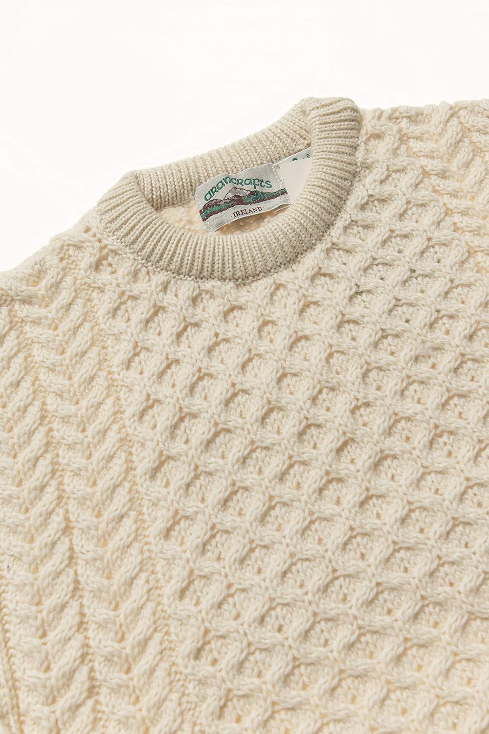 Aran Crafts Unisex Irish Cable Knitted Crew Neck Sweater (100% Merino Wool) - Image 7