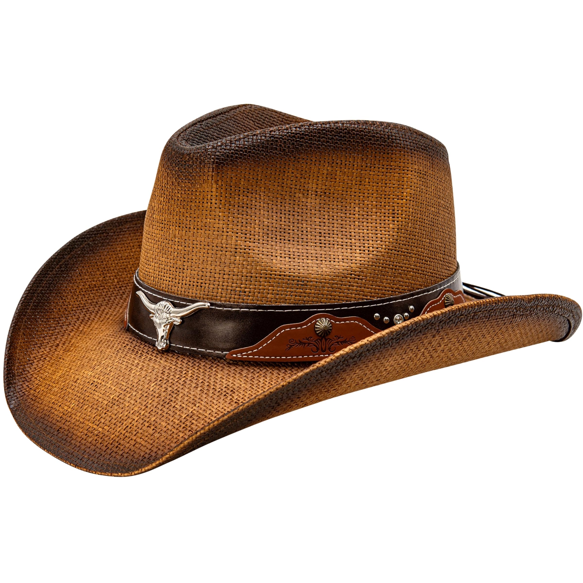 grinderPUNCH Straw Cowboy Hat for Men Women Western Cowgirl Outback Sun Hat