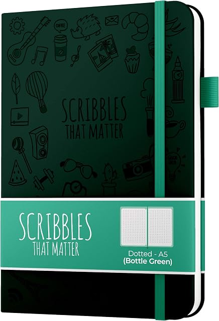 Scribbles That Matter Bullet Journals | Dotted Journal Notebook | Dot grid notebook | A5 hard cover vegan leather | 160gsm thick paper | Lay flat bujo Iconic | Dot journal | For women and men