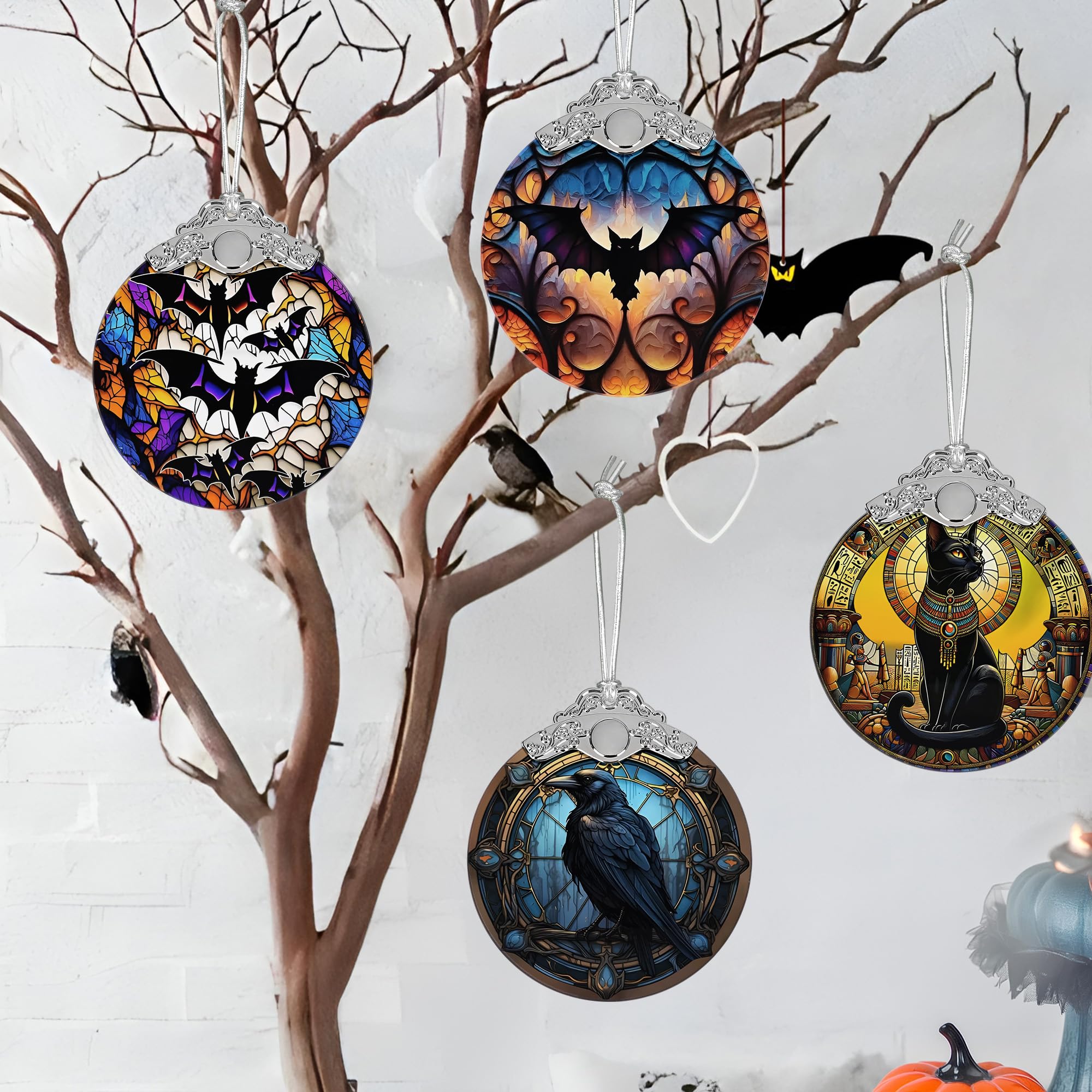 Amazon.co.jp: ハロウィンのカラスオーナメント、PEMIRSAYO カラス