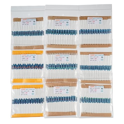 Miniatura 4 de Kit de resistencia individual de 25 valores con 1000 piezas de 1 ohm-1M ohmios 12 W 1% resistencias de película metálica para proyectos y