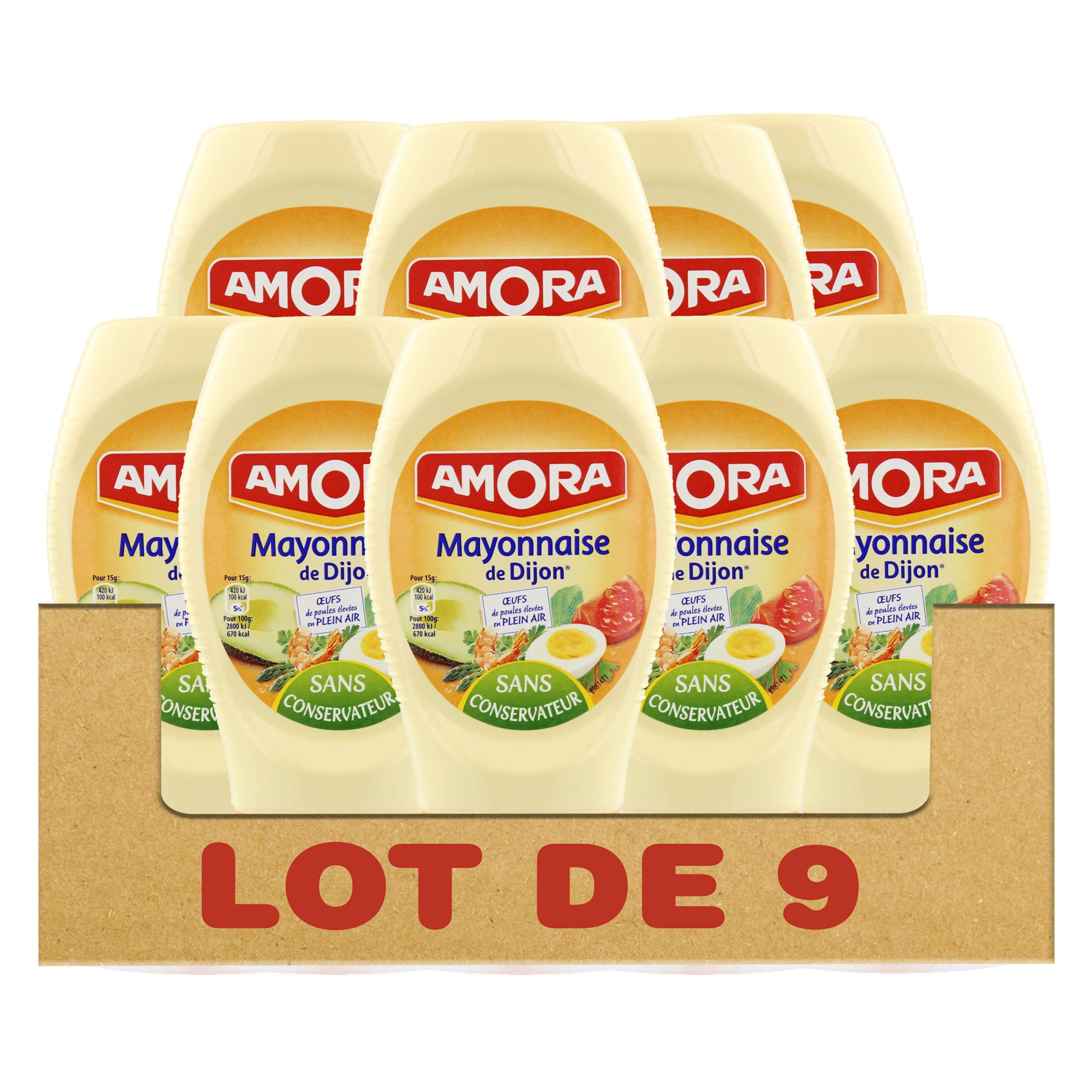 Amora Mayonnaise De Dijon Flacon Souple 235g lot de 9