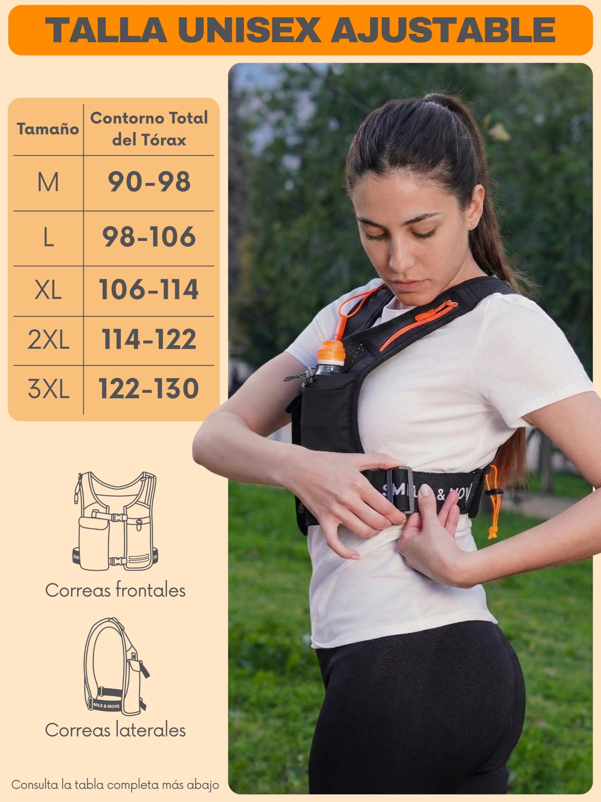Chaleco Running Hombre Mujer con Kit Completo de Seguridad – Ligero, Sin Rebote y Cómodo, 7 Bolsillos, Transpirable y Reflectante para Carrera, Senderismo y Montaña - 4
