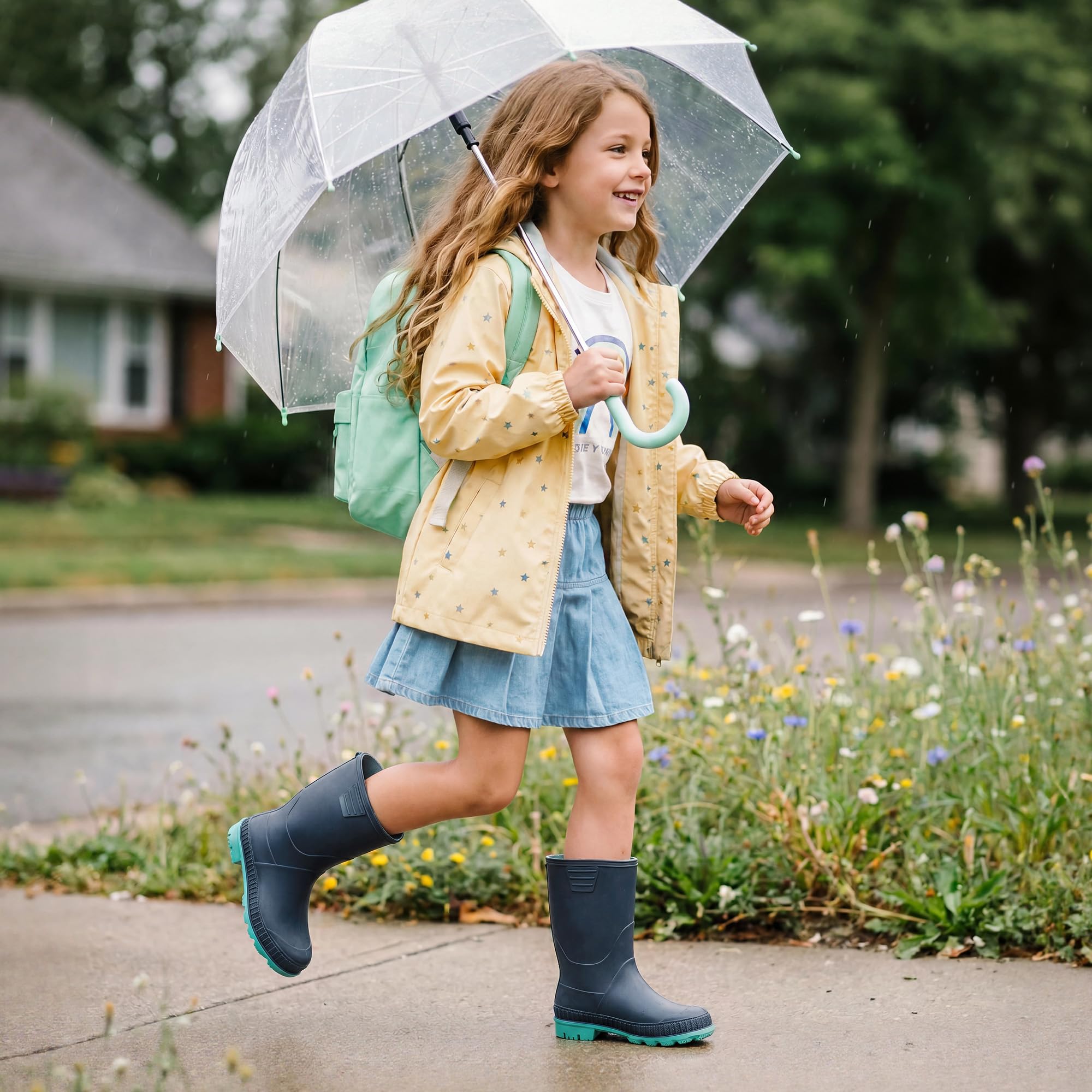 DREAM PAIRS Stivali da Pioggia per Bambini e Bambine, Leggeri e Antiscivolo, Facili da Indossare, Ideali per Gioco all'Aperto | Suola antiscivolo e resistente, per giocare all'aperto con pioggia, schizzi di pozzanghera, gomma impermeabile flessibile