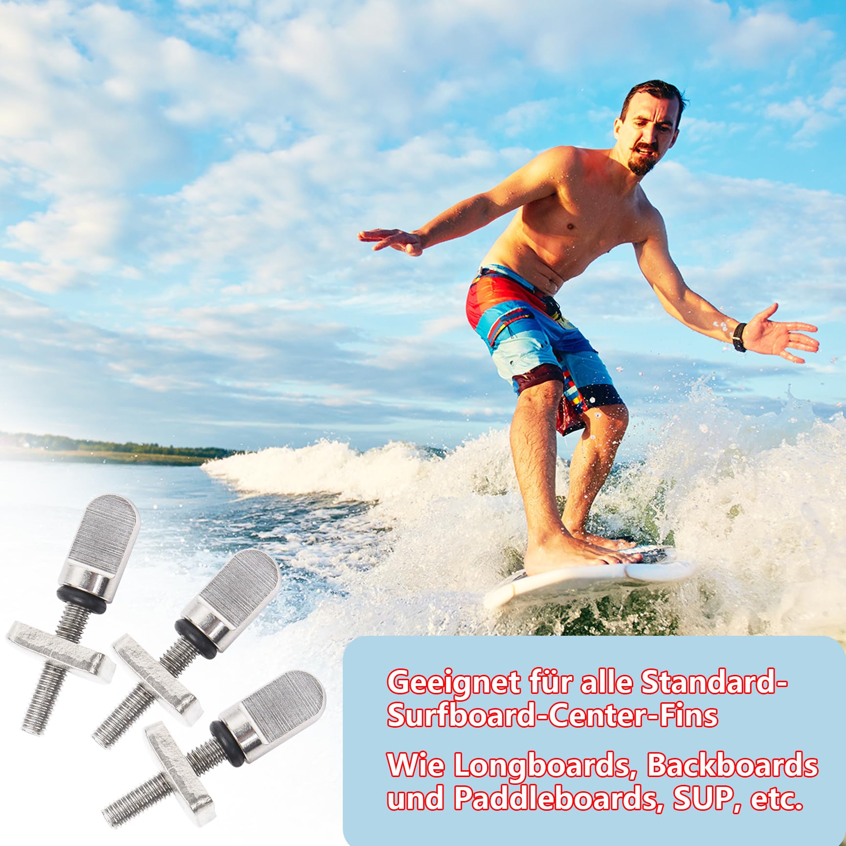 6 Stück Surfboard Schraube,SUP Surfbrett Finne Schraube Edelstahl SUP Finnenschraube Universal Flossenschrauben Surfbrettzubehör für SUP,Single Finne,Longboard,Paddle Board