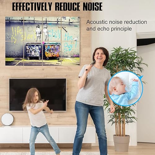 Miniatura 4 de HLJ ART Paneles de pared insonorizados Paneles acústicos artísticos con relleno absorbente a prueba de sonido, paquete de 8 unidades de tratamiento