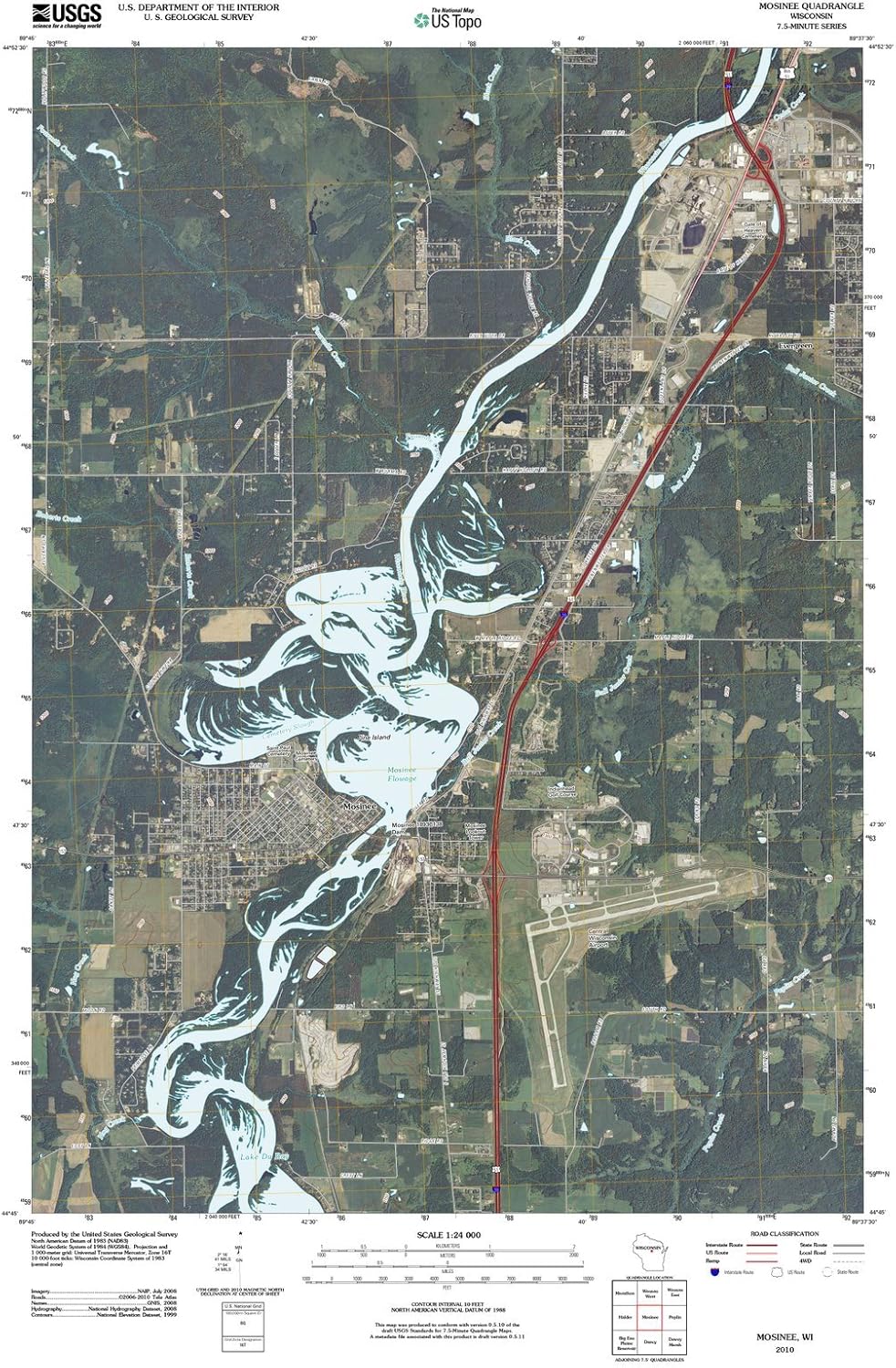 2010 Mosinee, WI Wisconsin USGS Historical Topographic