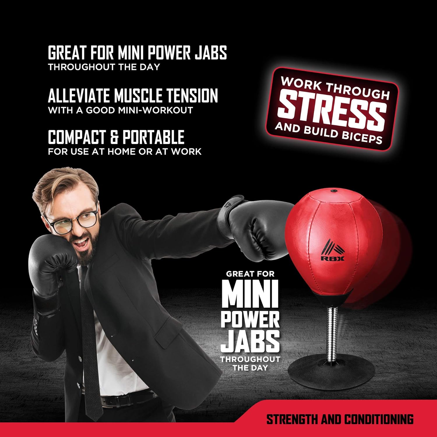 RBX Knock Out Stress Punching Bag for Desktops, Counters, and Tables (Red) : Sports & Outdoors