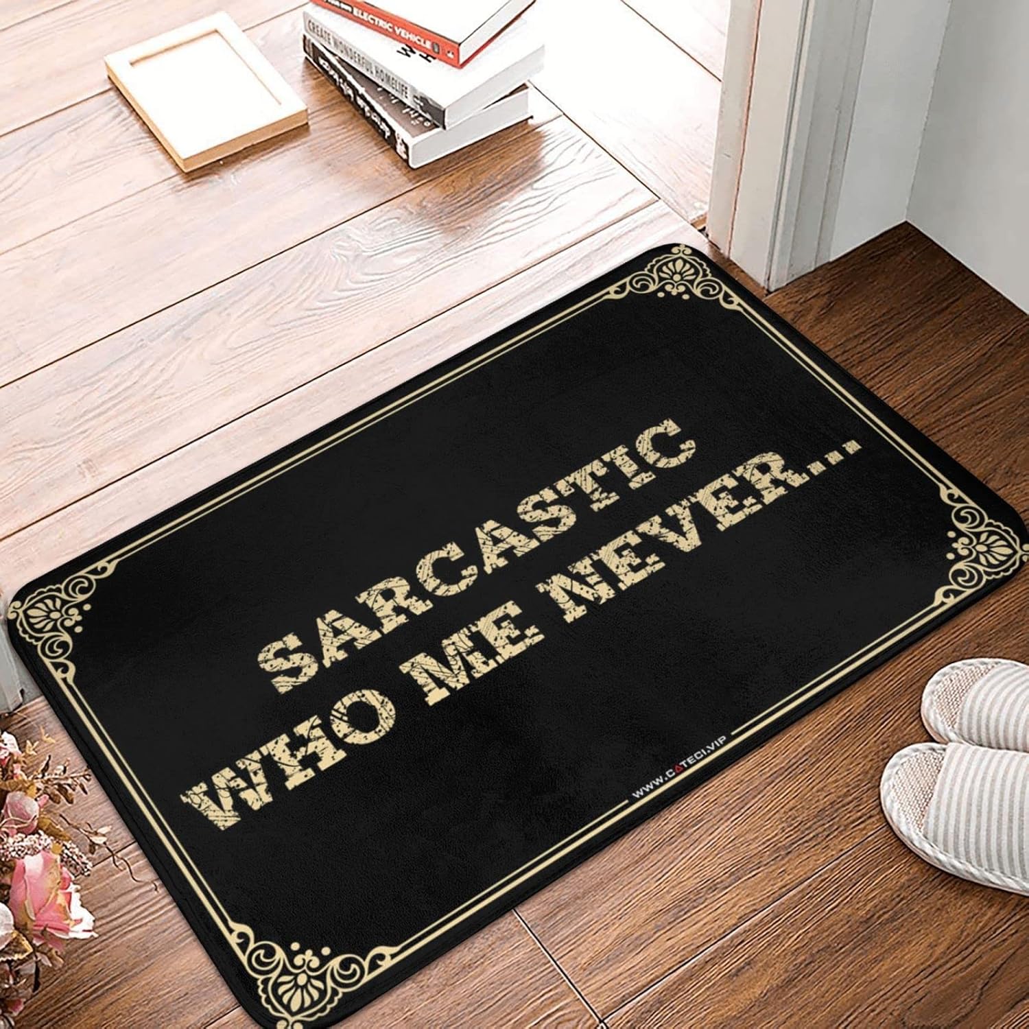 Welcome-Ish Outdoor Doormat Sarcastic Who Me Never... Doormat Back Yard Decorations Door Mat Indoor Entrance(Size:65X90CM), Colour, BCPYAFYOM-COLOUR-65X90CM
