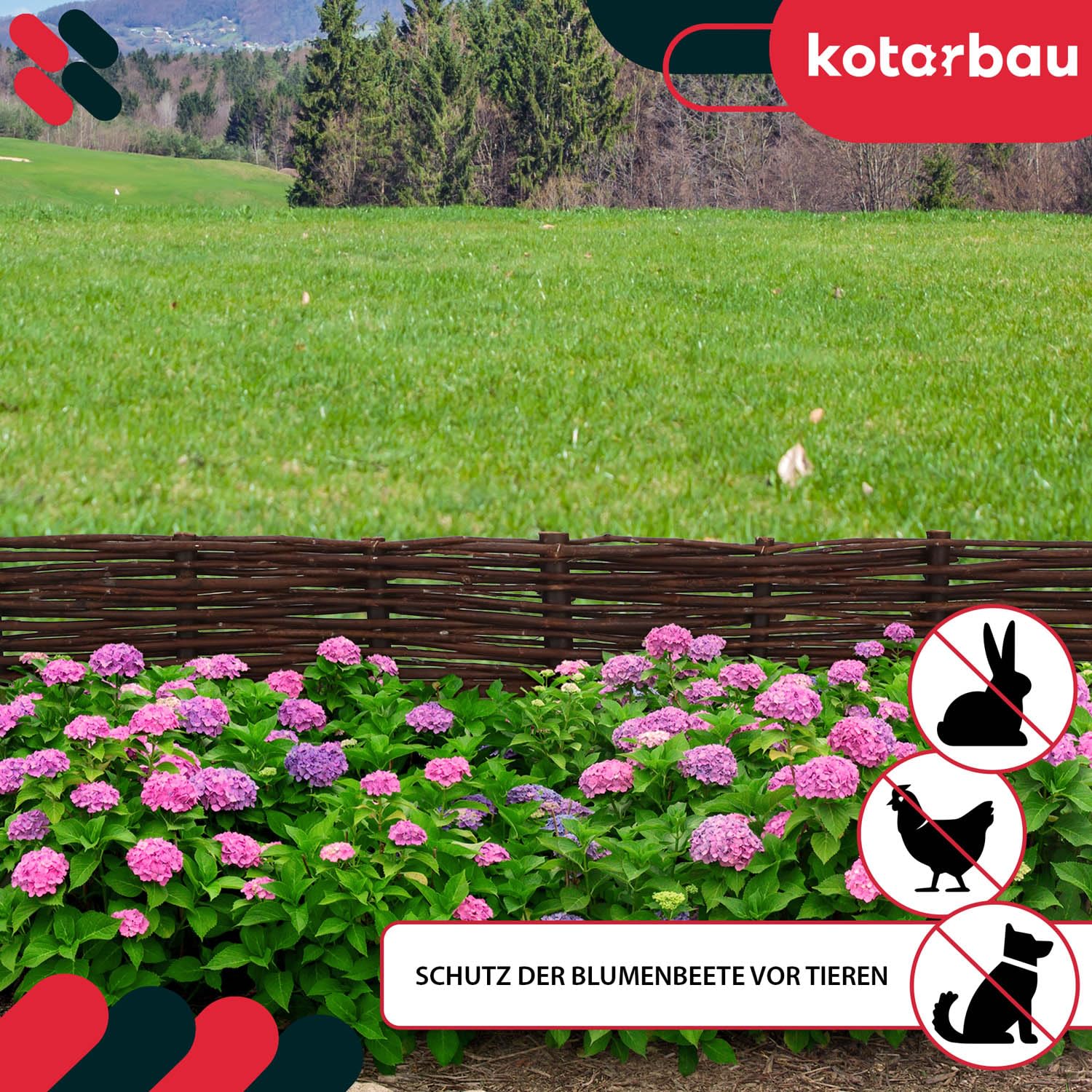 KOTARBAU® Beetbegrenzing wilgenhek, 60 x 40 cm, omheining KOTARBAU® Beetbegrenzing wilgenhek, 60 x 40 cm, omheining
