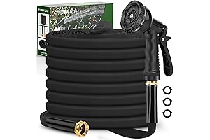 100 Foot Garden Hose: Non-Expandable with 10 Function Nozzle