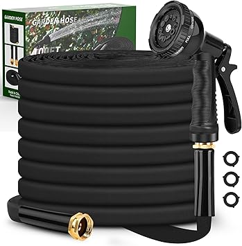 Itsonestep Garden Hose 100ft, 3/4GHT Non-Expanding Water Hose Lightweight, Flexible Garden Hose with 10 Function Nozzle, Kink-Free, Sturdy, High-Pressure, Abrasion Resistant Hoses for Yard, Garden