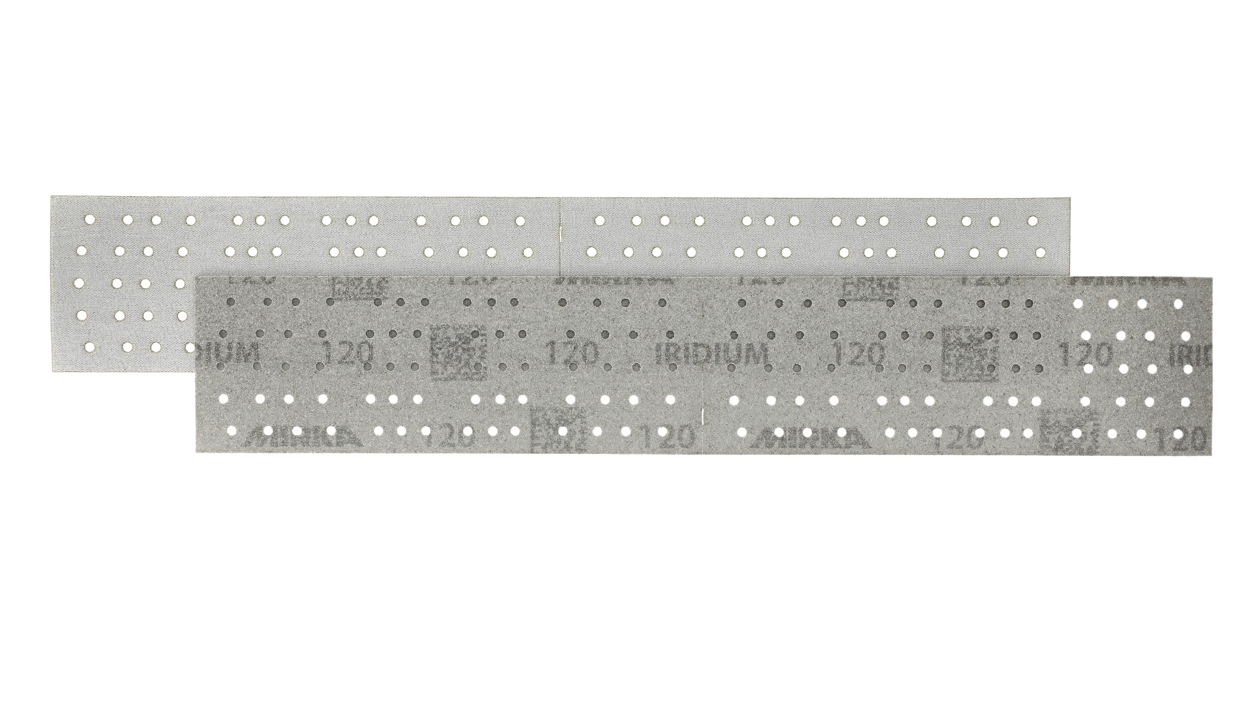 Mirka Papel de lija Iridium 70x400 mm 140 agujeros grano 120 | Perforado en el centro para mejor extracción de polvo cierre adhesivo para fácil fijación ideal para madera y acero