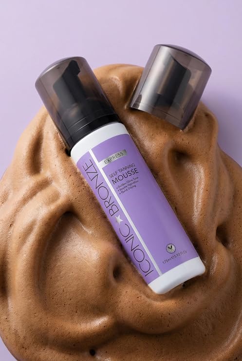 Iconic Bronze Express Tanning Mousse, Fast Drying Fake Tan | Self Tan, Golden Olive Tone, Enriched With Niacinamide, Aloe Vera, Fruit Extracts & Vitamin E, Hydrating, Long Lasting