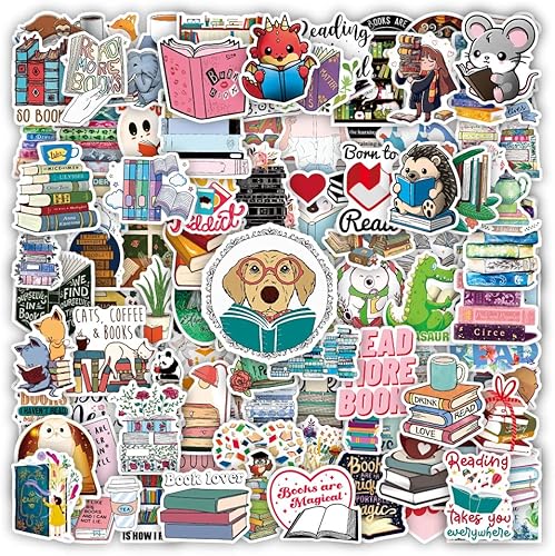 Calcomanías de lectura 100 unidades impermeables de vinilo para laptop para patineta lindas calcomanías Kawaii para adultos