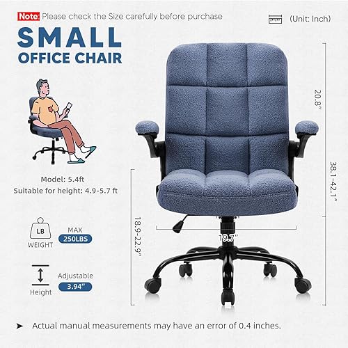 Miniatura 10 de SEATZONE Silla de oficina en casa con respaldo alto, cómoda silla de escritorio grande y alta, silla de computadora de tela de piel de cordero con
