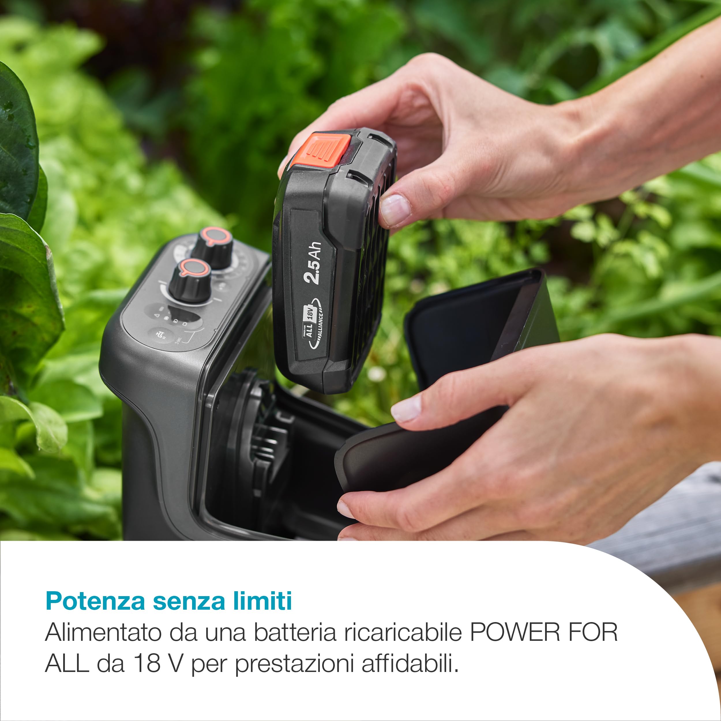 Gardena Pompa Per Cisterna A Batteria 2600 Comfort 18V P4A Solo: Programmazione dell'irrigazione, Funzione timer, Si adatta al serbatoio dell'acqua, Pressione costante, Senza fili (14604-55)