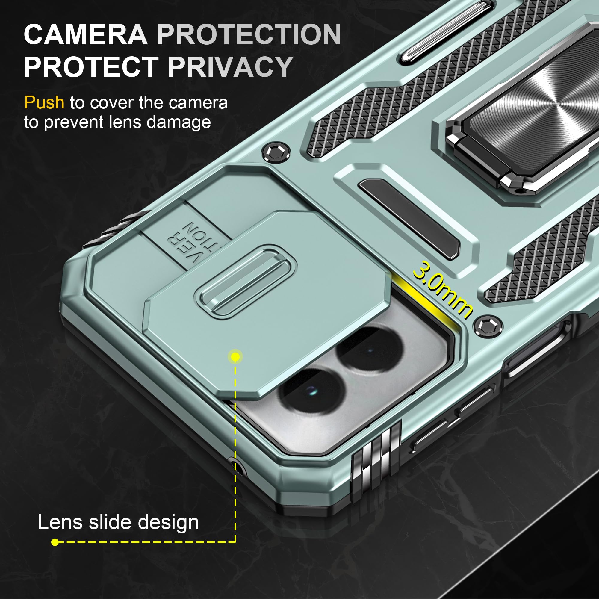 Heavy Duty Case For Motorola Moto G Power 5G 2024, Military Grade Dual Layer Hybrid Rubber Bumper With Sliding Camera Cover,Built-in 360 Degree Swivel