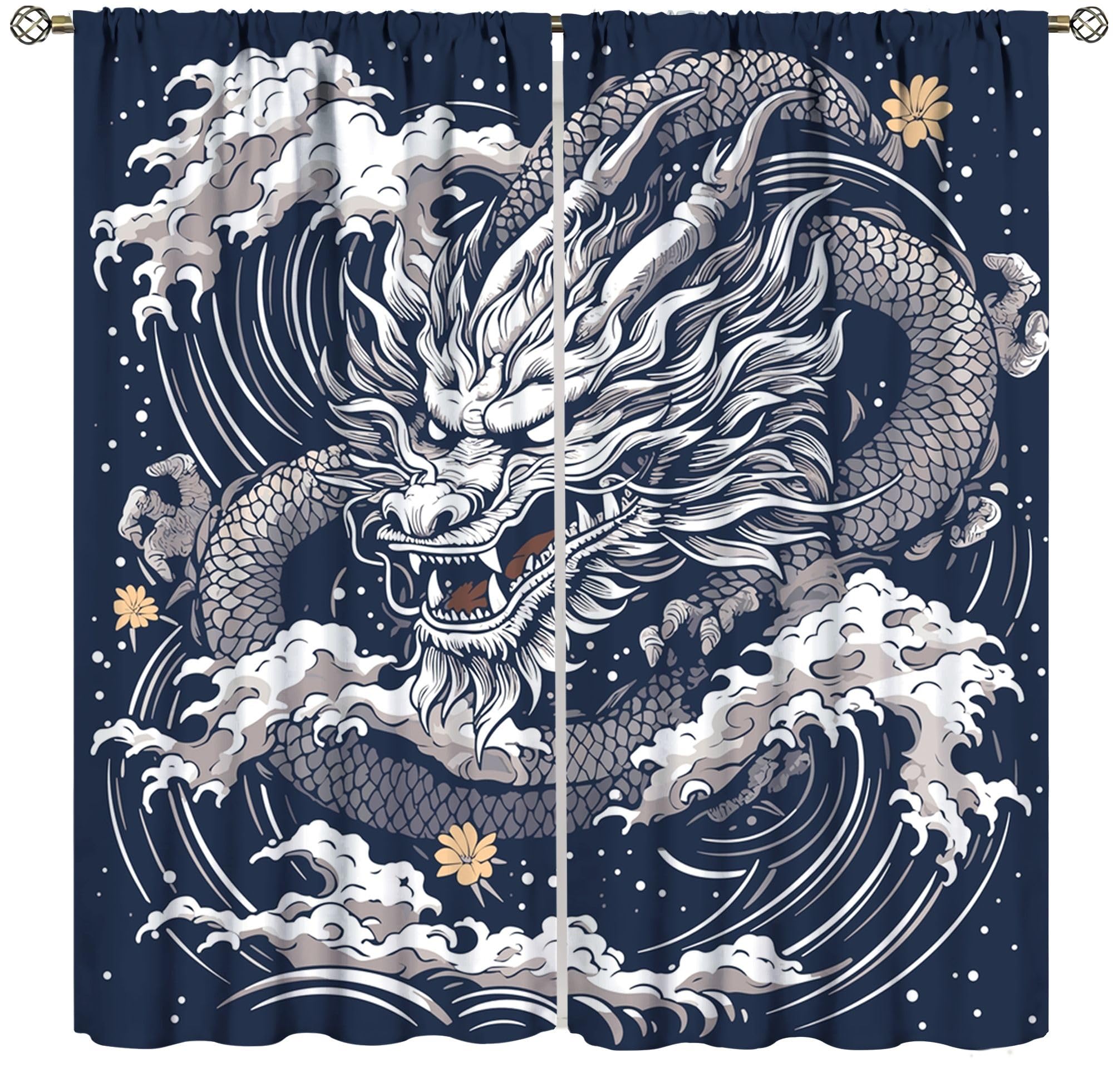 Rideaux dragon asiatique pour décorer la chambre des enfants