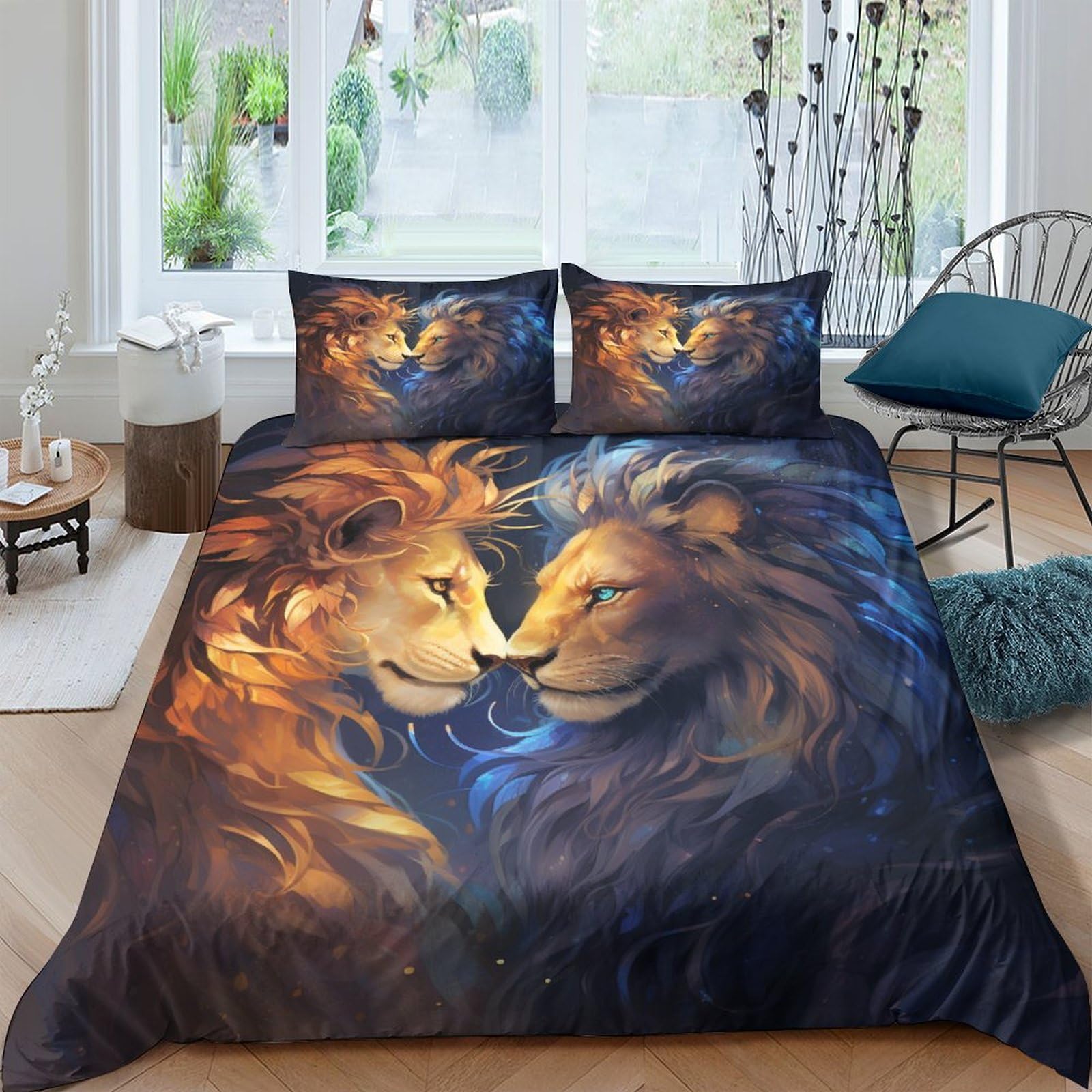 Housse de couette King size 220x240 douce anti-acarien avec taies d'oreiller