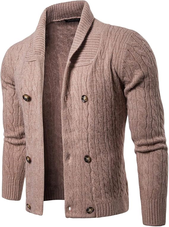 BIRAN Men Cardigan Cardigan Fine Knit with and Stand Collar Unique