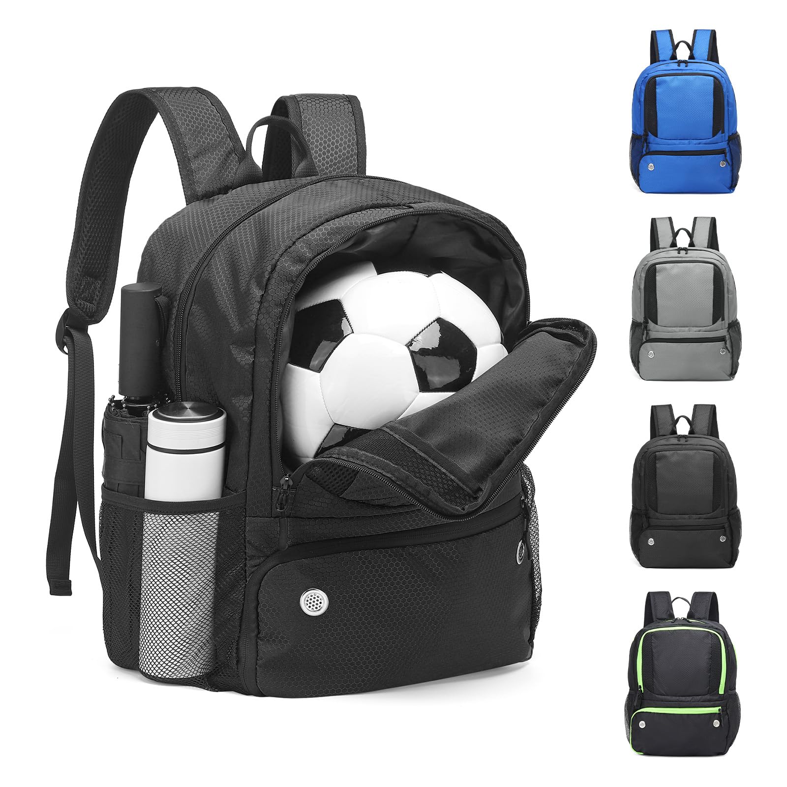 SUIKIHUM Soccer Backpack for Men Women Athletes, Equipment Bags with Ball Holder, Basketball Volleyball Backpack Water Resistant