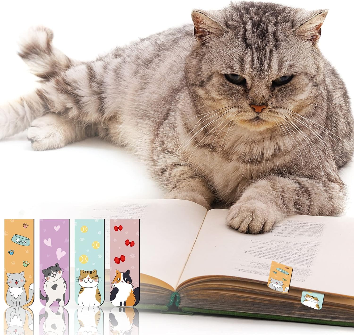 48 Pcs Magnetic Bookmarks Cats Magnets Bookmark Clips Party Favors Book Lovers Gifts Cute Book Marks for Reading Women Kids Christmas Stocking Stuffers Book Reading Accessories, 24 Designs (Cat) - Image 5