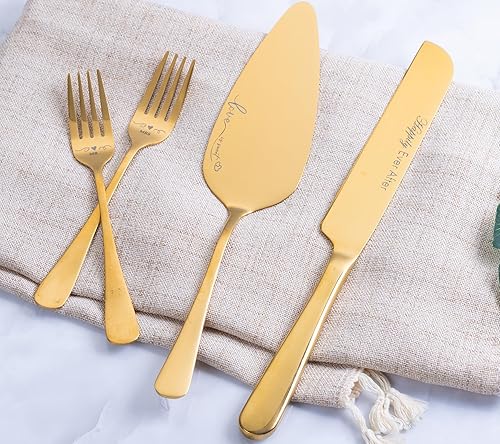 Miniatura 8 de Juego de corte de pasteles para boda y tenedores, juego de cuchillo y servidor para pastel de boda, juego de corte de pastel de boda, regalos de