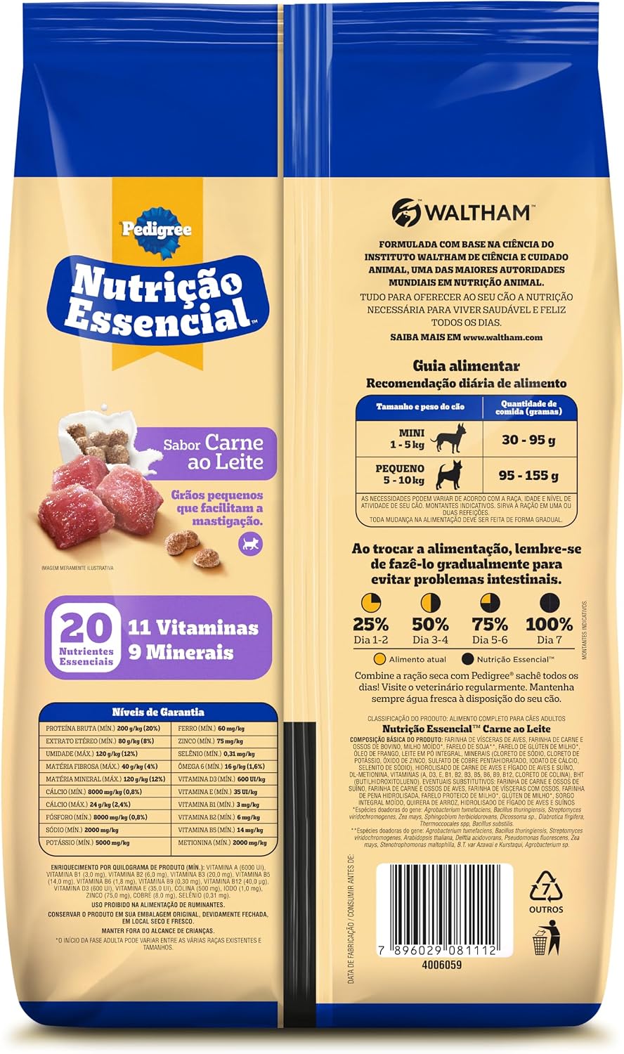 Ração Pedigree Nutrição Essencial Carne Ao Leite Para Cães Adultos 900g Ração Pedigree Nutrição Essencial Carne Ao Leite Para Cães Adultos 900g