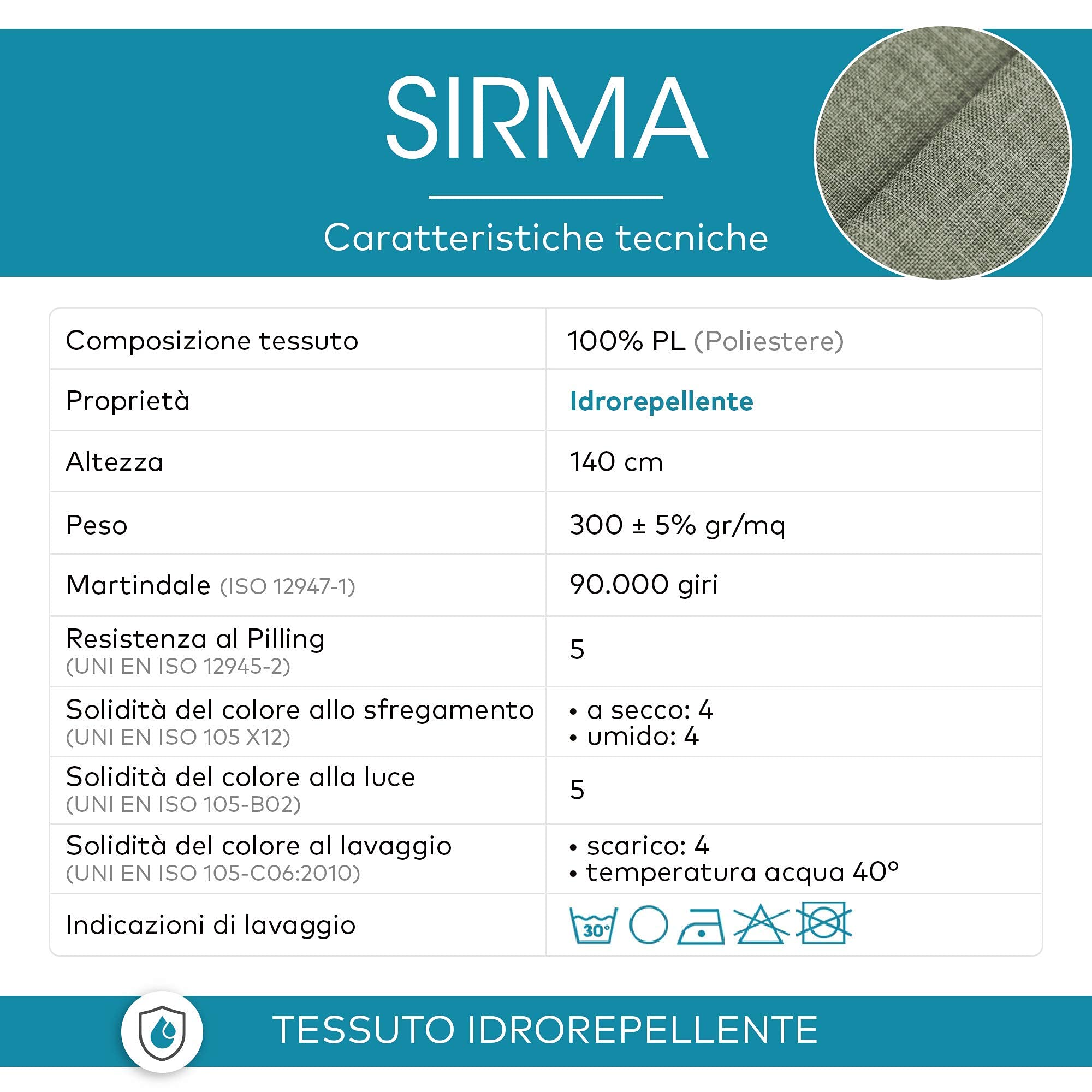 DESHOME Sirma 5 Meter - Stoff Meterware Wasserabweisend widerstandsfähige h 140 cm Stoffe für Sofakissen, Möbelstücke, Stühle Beziehen Grau