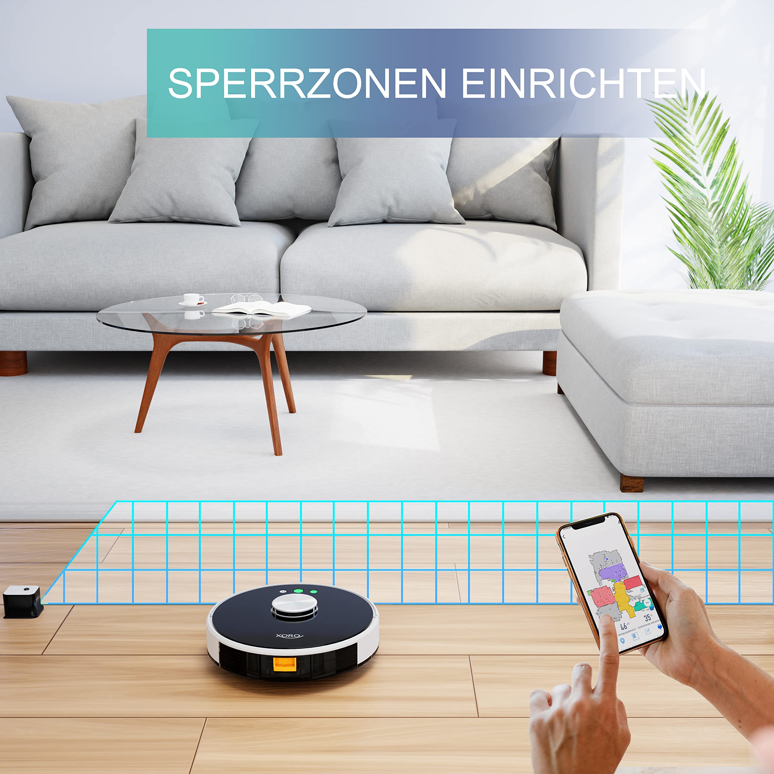 XORO Leistungsstarker Saugroboter HSR 200 mit Wischfunktion, Lasernavigation, Alexa/Google Home, Echtzeit Mapping, Staubsauger-Roboter ideal für Tierhaare