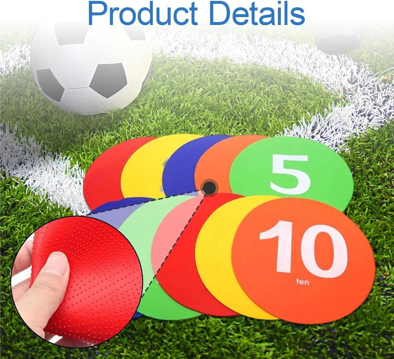 Spot Markers 10 Pieces Numbered Floor Spots Markers with Storage Bag Round Floor Spot for Sport Activities Agility Drills Field Basketball for Training Exercise Drills Gym Football