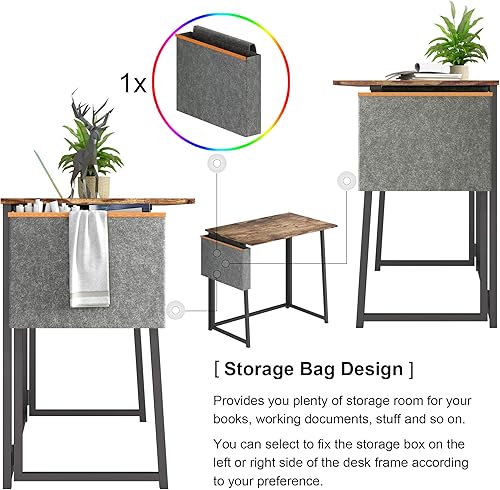 Miniatura 64 de 4NM Escritorio plegable pequeño de 31.6 pulgadas, escritorio plegable de oficina en casa, mesa de estudio para dormitorio pequeño que ahorra natural