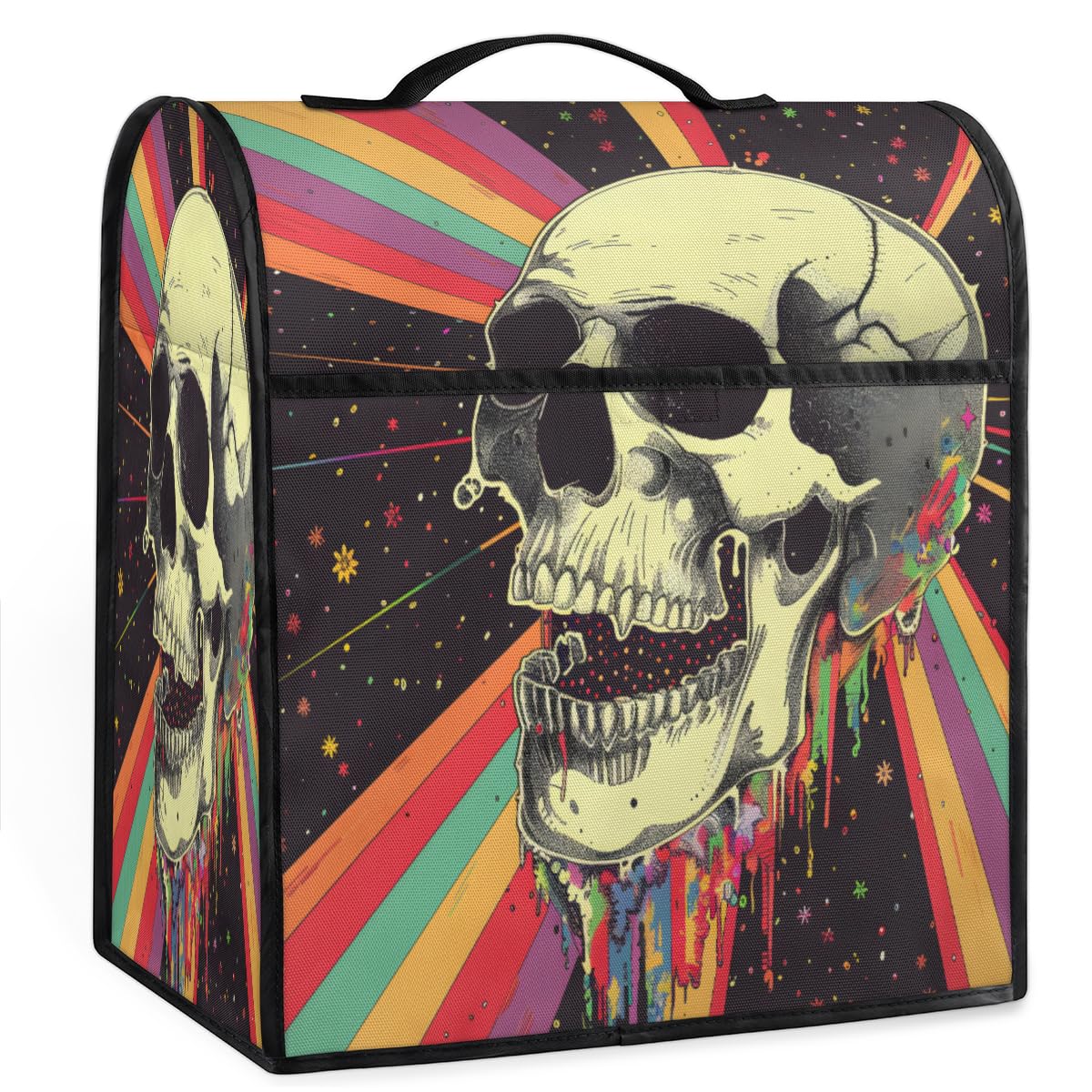 Coffee Maker Cover Skull Rainbow Kitchen Appliance Covers Small Appliance Covers Blender Cover Juicer Cover Dust Covers for Kitchen Appliances with Top Handle and Pockets,Washable,B143